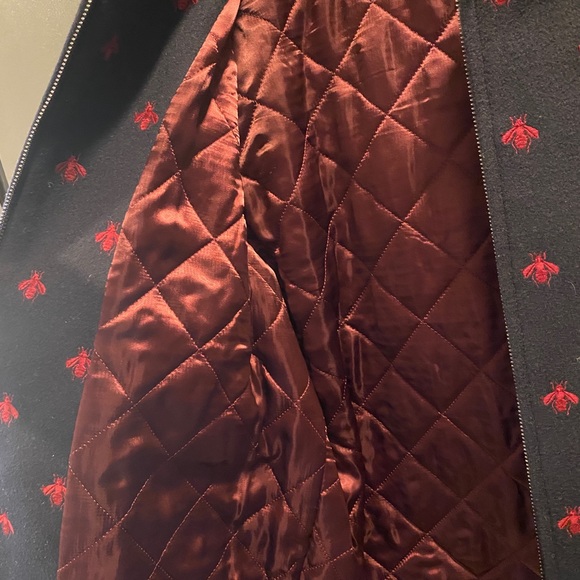 Gucci Men's Blue Wool Bomber Jacket With Bees And Stars Large Size 50 - Picture 4 of 11